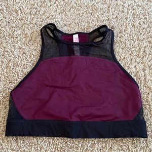 Pink high neck sports bra